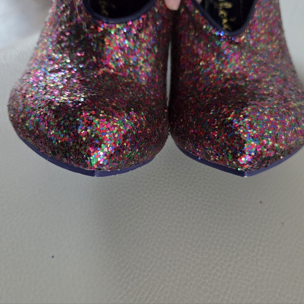 Irregular Choice Multicolor Rainbow Glitter Geometric Cone Heels VTG HTF 80's - Picture 4 of 16
